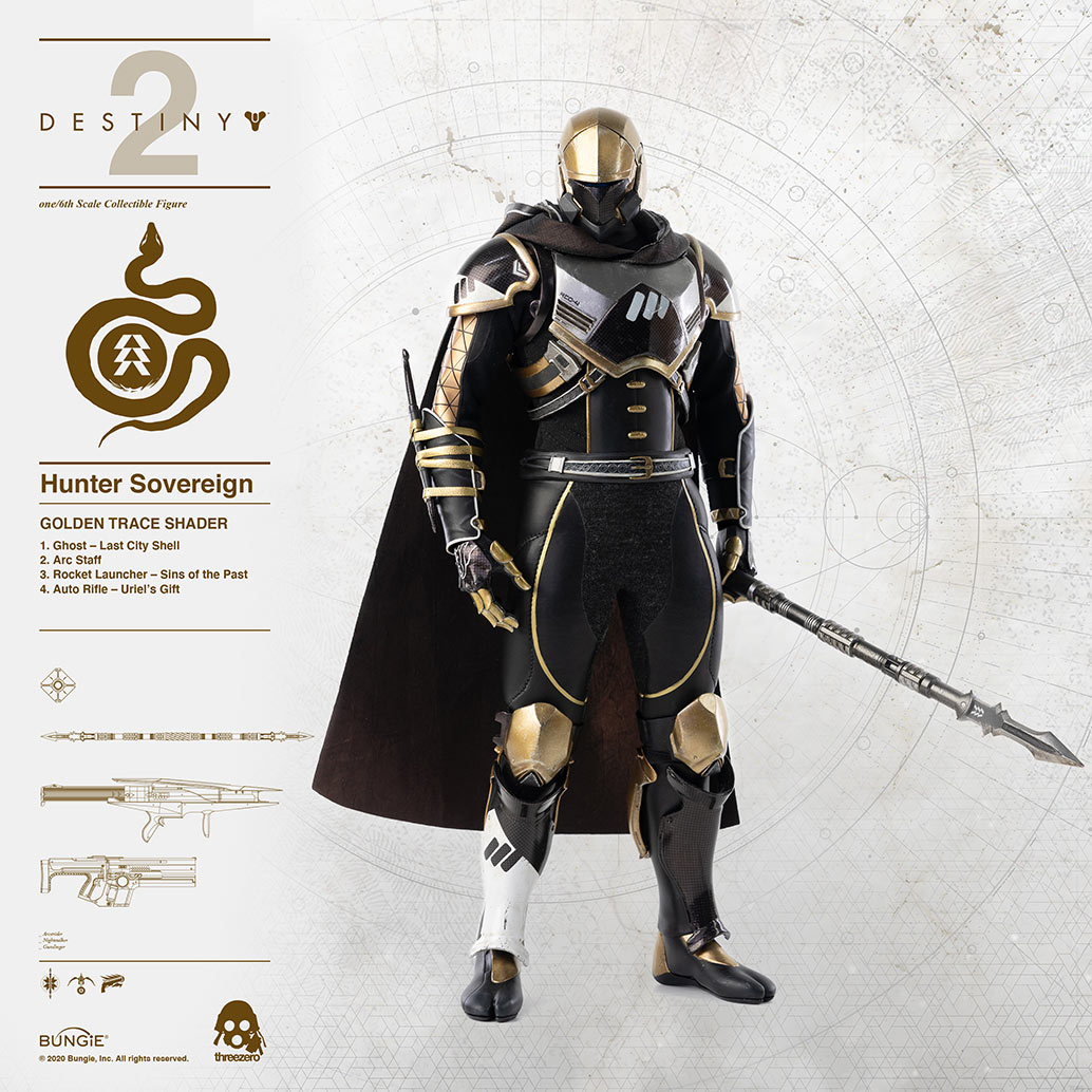 DESTINY 2 - Hunter Sovereign 1/6 Scale Collectible Figure GOLDEN TRACE SHADER image 3