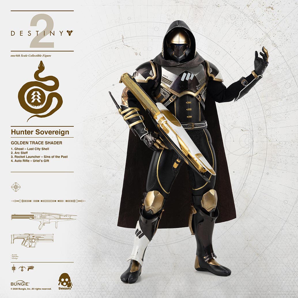 DESTINY 2 - Hunter Sovereign 1/6 Scale Collectible Figure GOLDEN TRACE SHADER image 9