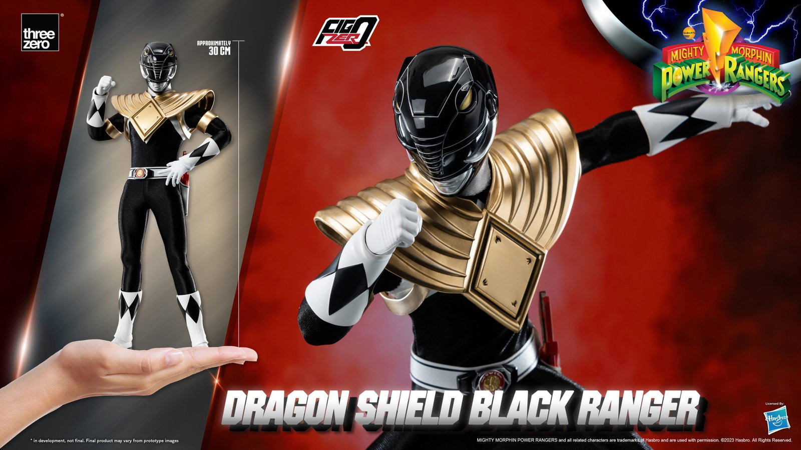 Mighty Morphin Power Rangers FigZero 1/6 Dragon Shield Black Ranger image 2