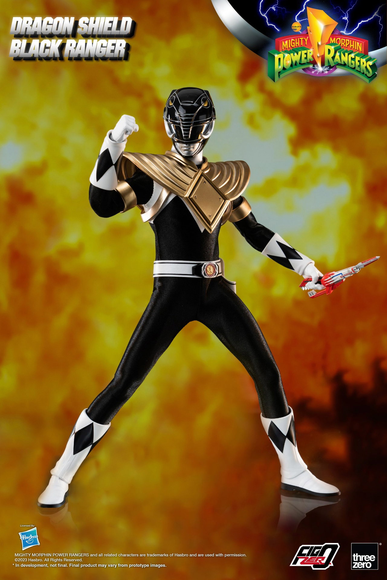 Mighty Morphin Power Rangers FigZero 1/6 Dragon Shield Black Ranger image 6