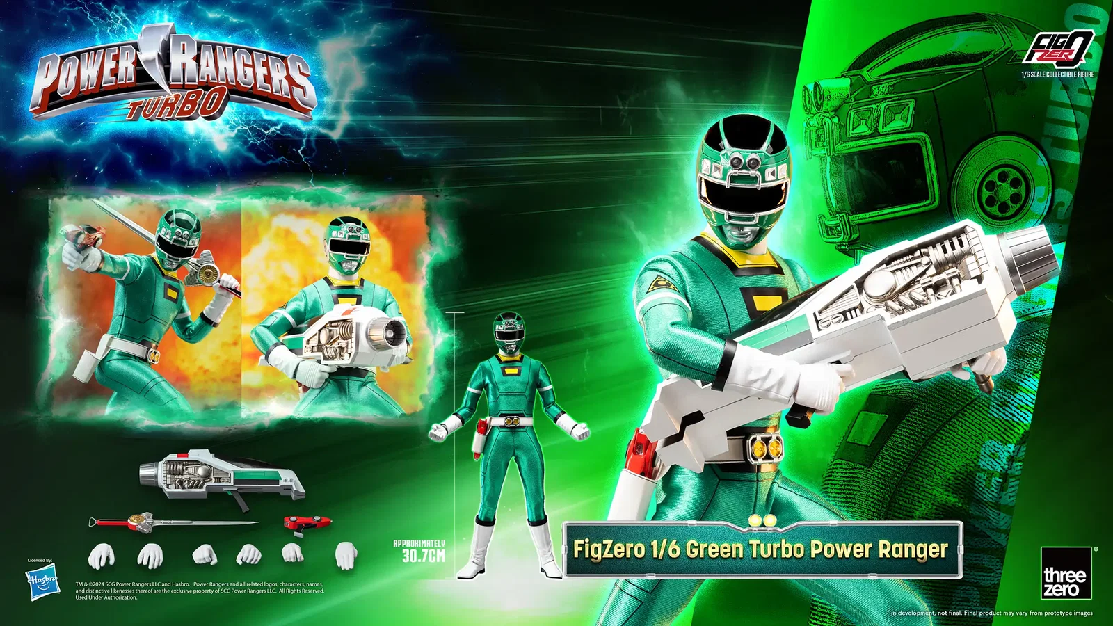 Power Rangers Turbo FigZero 1/6 Green Turbo Power Ranger image 2