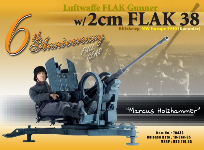 "Marcus Holzhammer", Luftwaffe Flak Gunner with 2cm Flak 38, Blitzkrieg, NW Europe 1940 (Kanonier) ~ 6th Anniversary Figure image 1