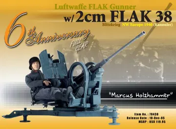 "Marcus Holzhammer", Luftwaffe Flak Gunner with 2cm Flak 38, Blitzkrieg, NW Europe 1940 (Kanonier) ~ 6th Anniversary Figure