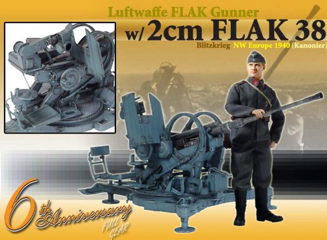 "Marcus Holzhammer", Luftwaffe Flak Gunner with 2cm Flak 38, Blitzkrieg, NW Europe 1940 (Kanonier) ~ 6th Anniversary Figure image 3