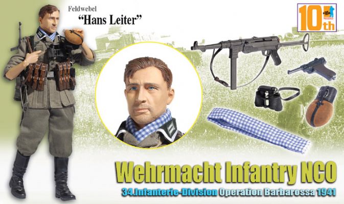 "Hans Leiter", Wehrmacht Infantry NCO, 34.Infanterie-Division, Operation Barbarossa 1941 (Feldwebel) - 10th Anniversary Figure image 1