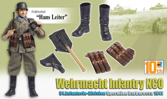 "Hans Leiter", Wehrmacht Infantry NCO, 34.Infanterie-Division, Operation Barbarossa 1941 (Feldwebel) - 10th Anniversary Figure image 2