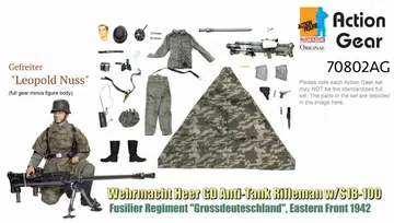 1/6 Dragon Original Action Gear for Gefreiter "Leopold Nuss", Wehrmacht Heer GD Anti-Tank Rifleman w/S18-100, Fusilier Regiment "Grossdeuteschland", Eastern Front 1942