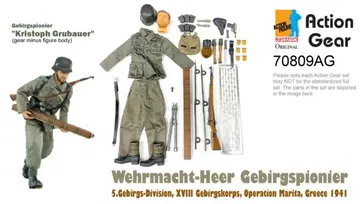 1/6 Dragon Original Action Gear for Gebirgspionier, "Kristoph Grubauer", Wehrmacht-Heer Gebirgspionier, 5.Gebirgs-Division, XVIII Gebirgskorps, Operation Marita, Greece 1941 [70809AG]