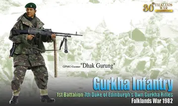GPMG Gunner "Dhak Gurung", Gurkha Infantry, 1st Battalion, 7th Duke of Edinburgh's Own Gurkha Rifles, Falklands War 1982