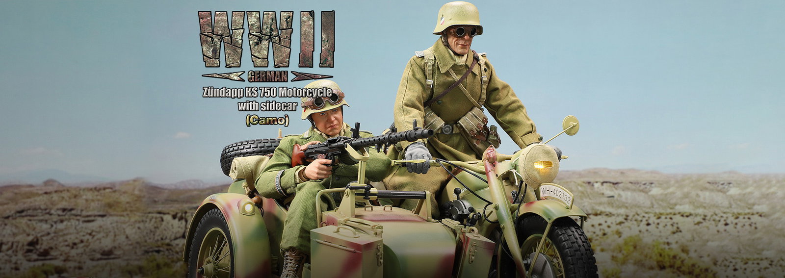 WWII German Zündapp KS 750 Motorcycle with sidecar (Camo) image 1