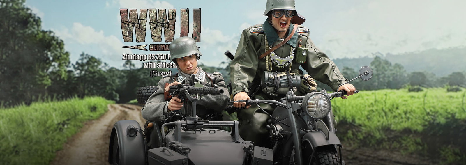 WWII German Zündapp KS 750 Motorcycle with sidecar (Grey) image 1