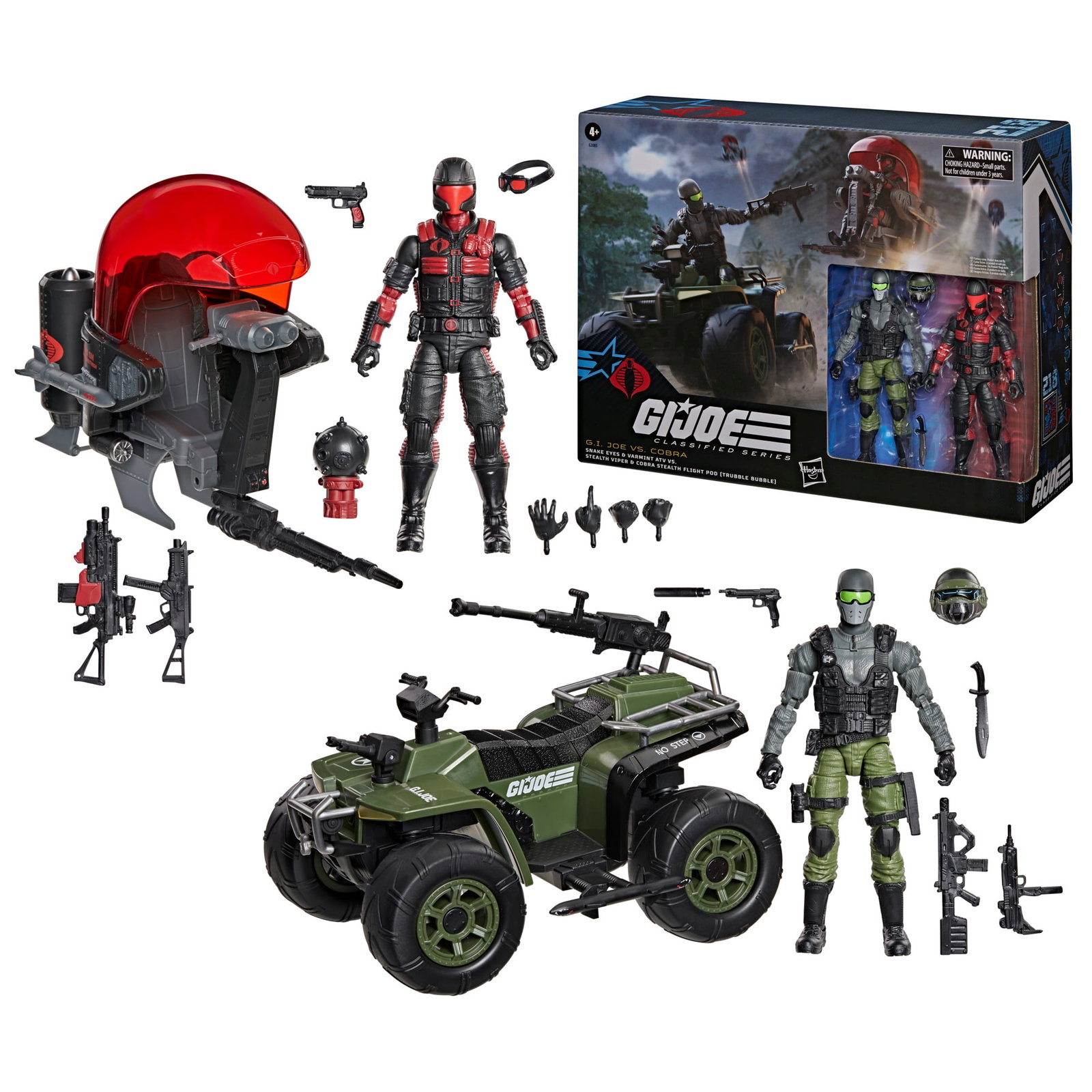 G.I. Joe Classified Series #218 Snake Eyes & Varmint ATV vs. Stealth Viper & Cobra Stealth Flight Pod (Trubble Bubble) Two-Pack image 6