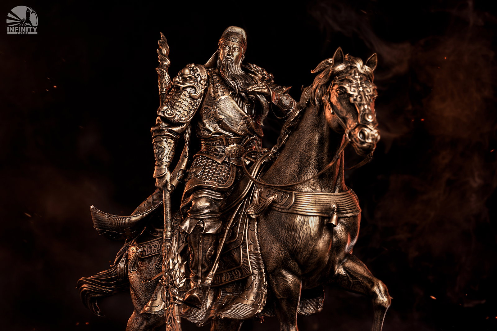 Three Kingdoms Heroes Series Blade-Bearing Martial Saint Guan Yunchang Bronze Version image 4