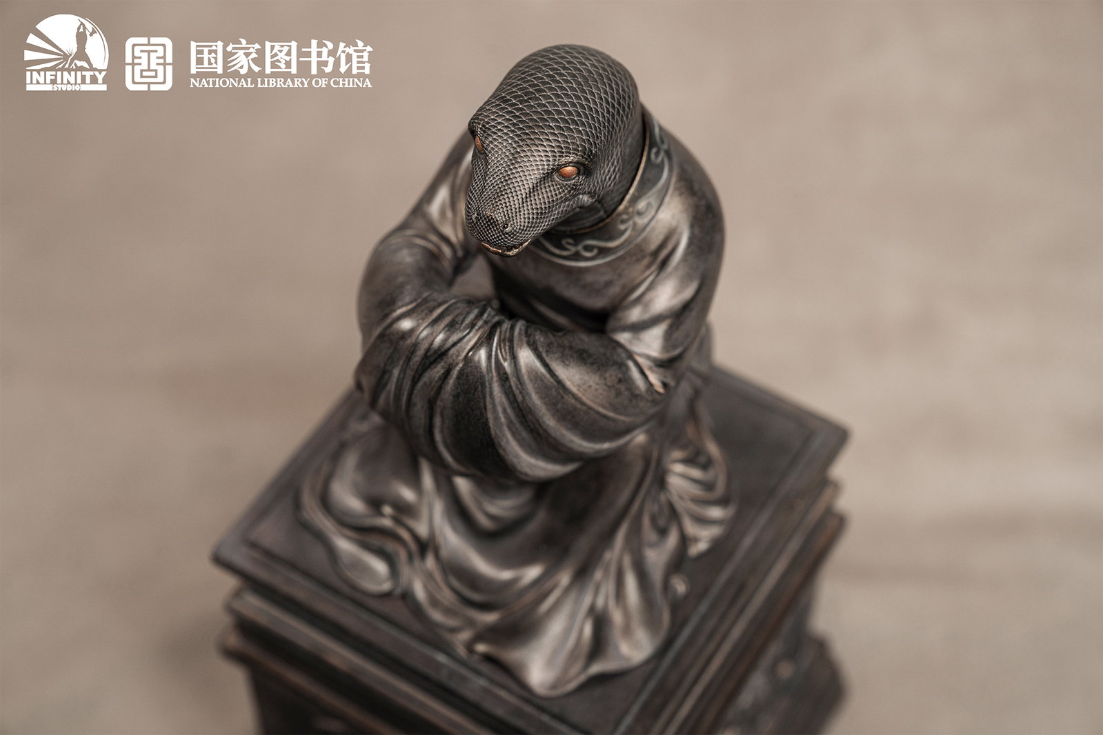 Chinese Zodiac Animal Heads Snake Moonlit Antique Bronze image 10