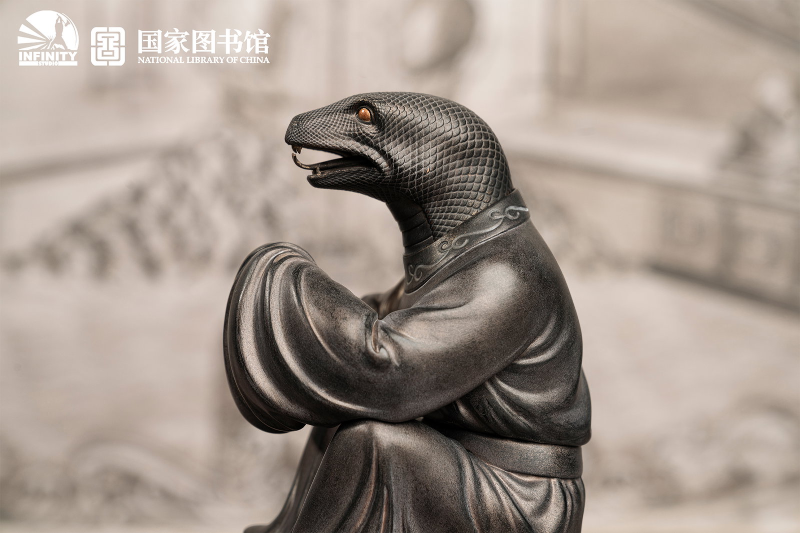 Chinese Zodiac Animal Heads Snake Moonlit Antique Bronze image 8