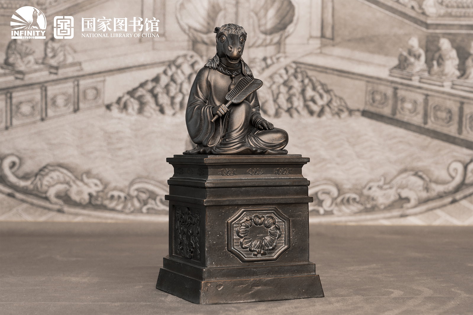 Chinese Zodiac Animal Heads Horse Moonlit Antique Bronze image 2