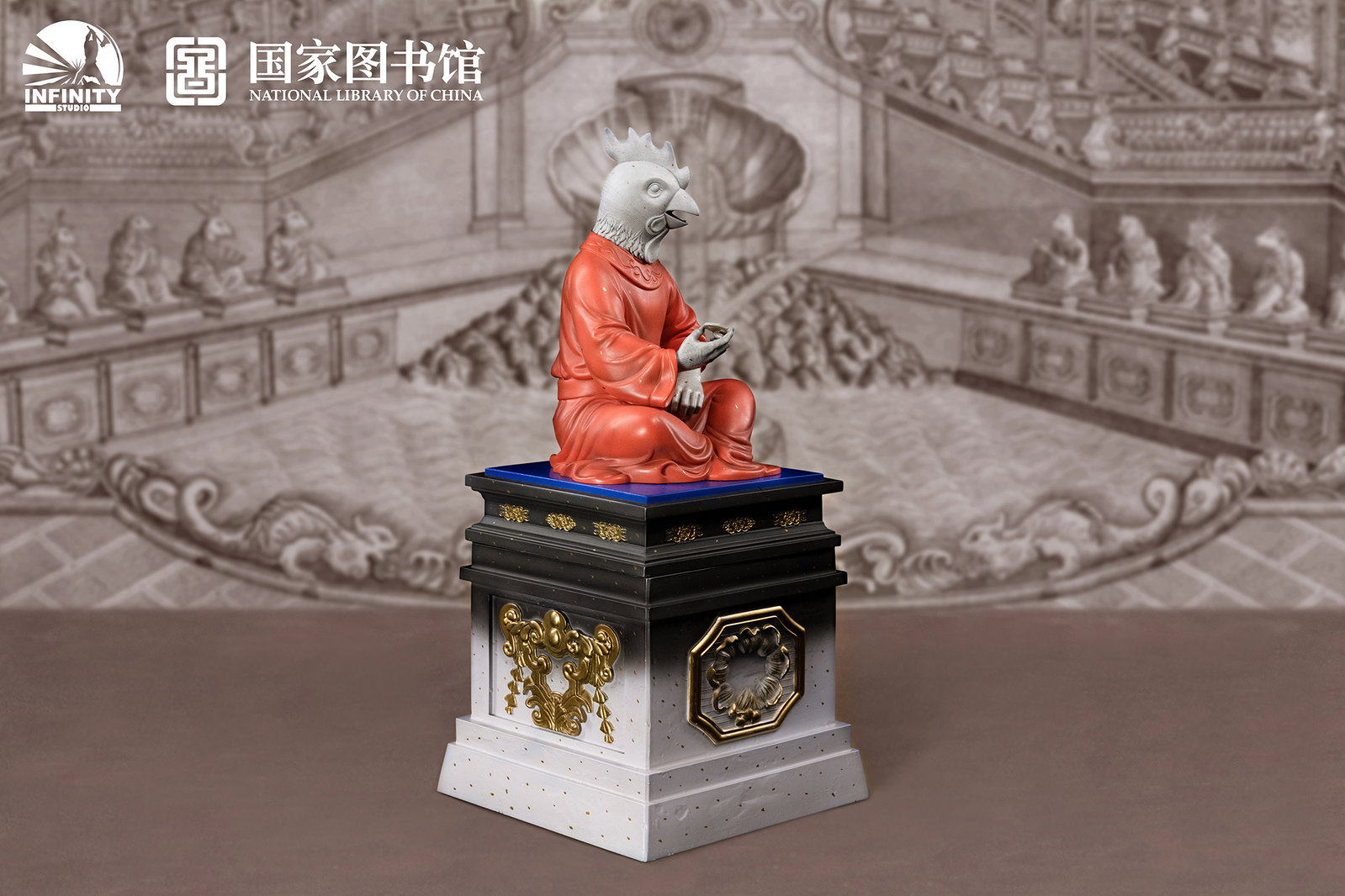 Chinese Zodiac Animal Heads Rooster Star-Dotted Sancai image 2