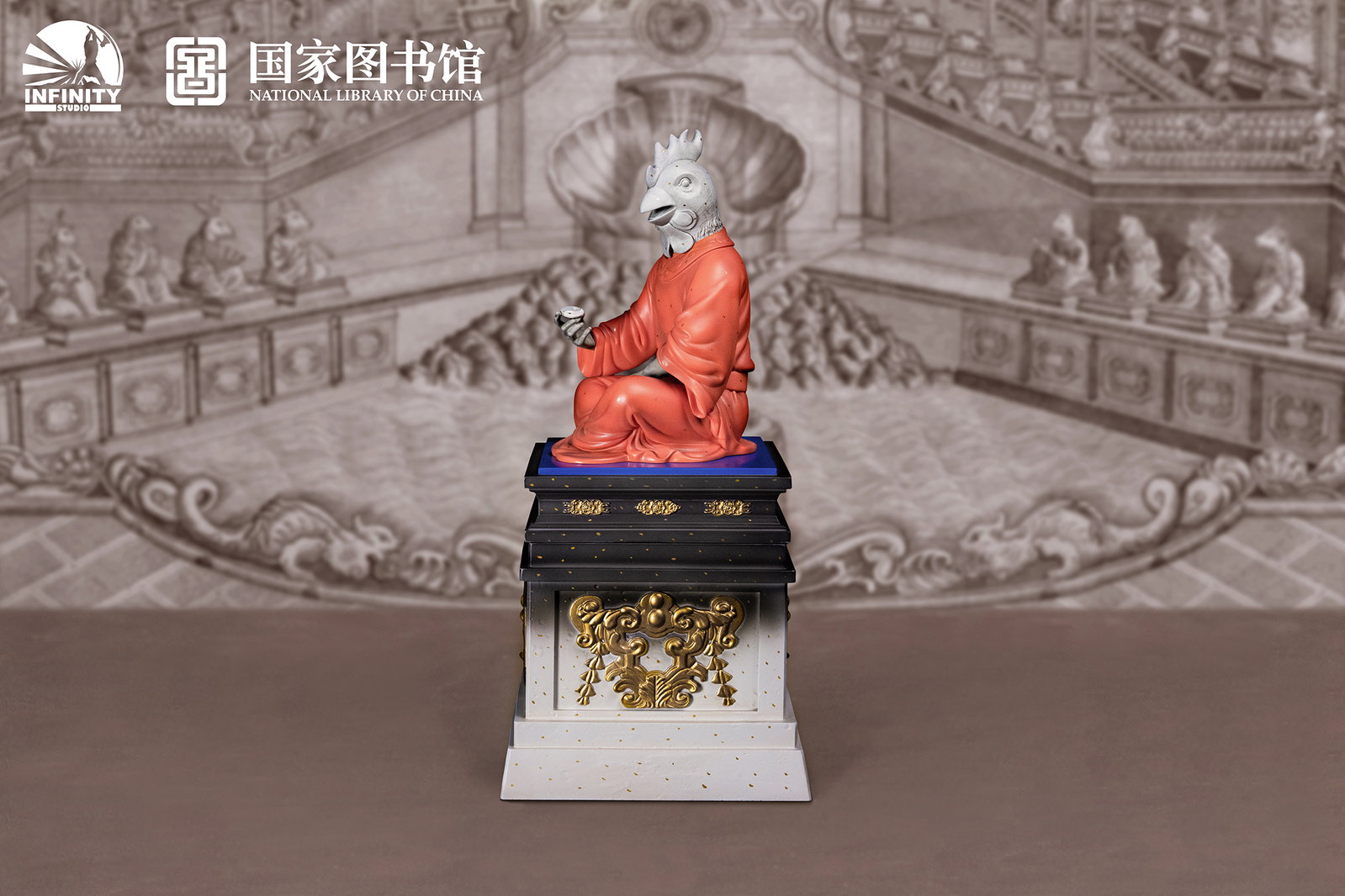 Chinese Zodiac Animal Heads Rooster Star-Dotted Sancai image 3