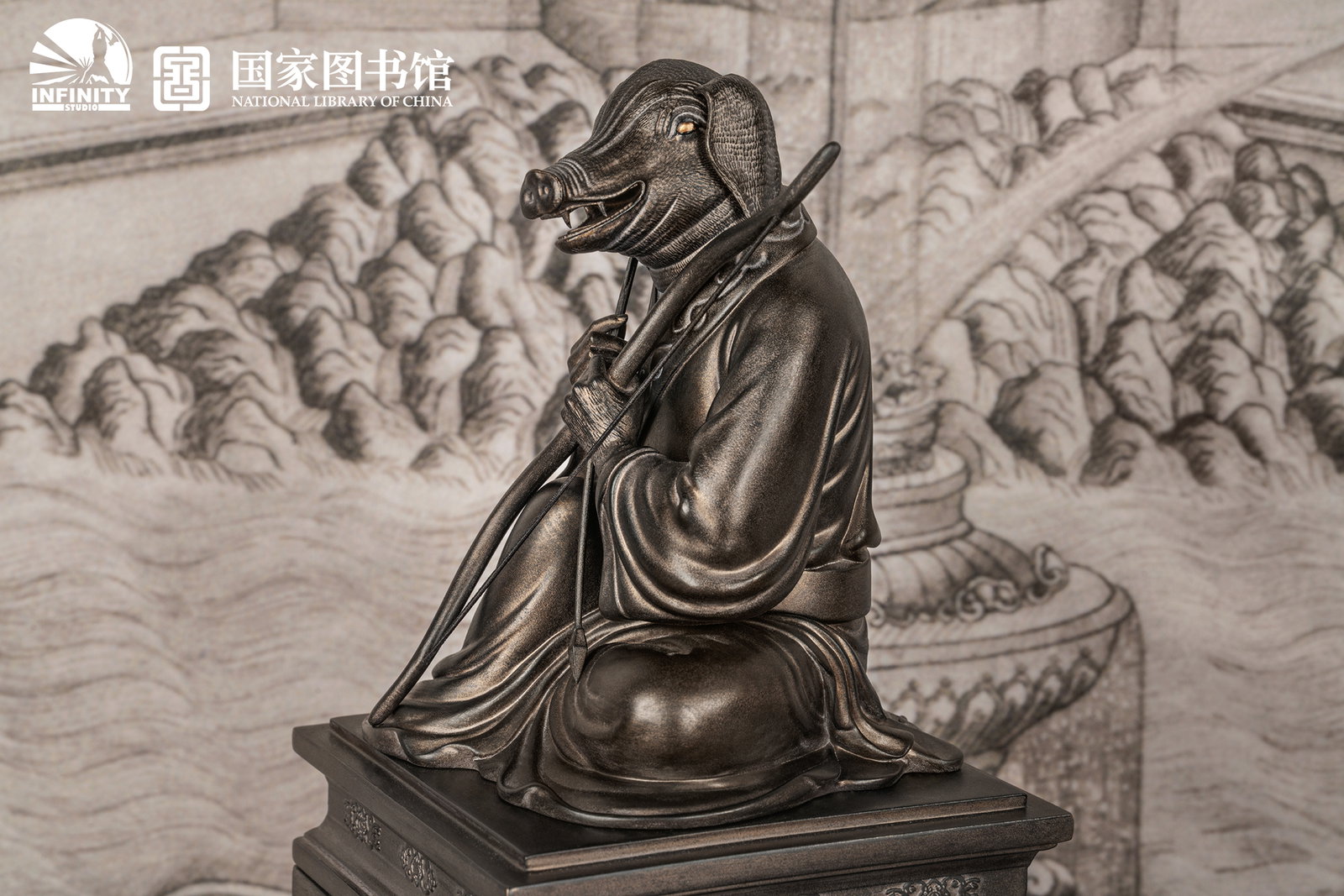 Chinese Zodiac Animal Heads Pig Moonlit Antique Bronze image 8
