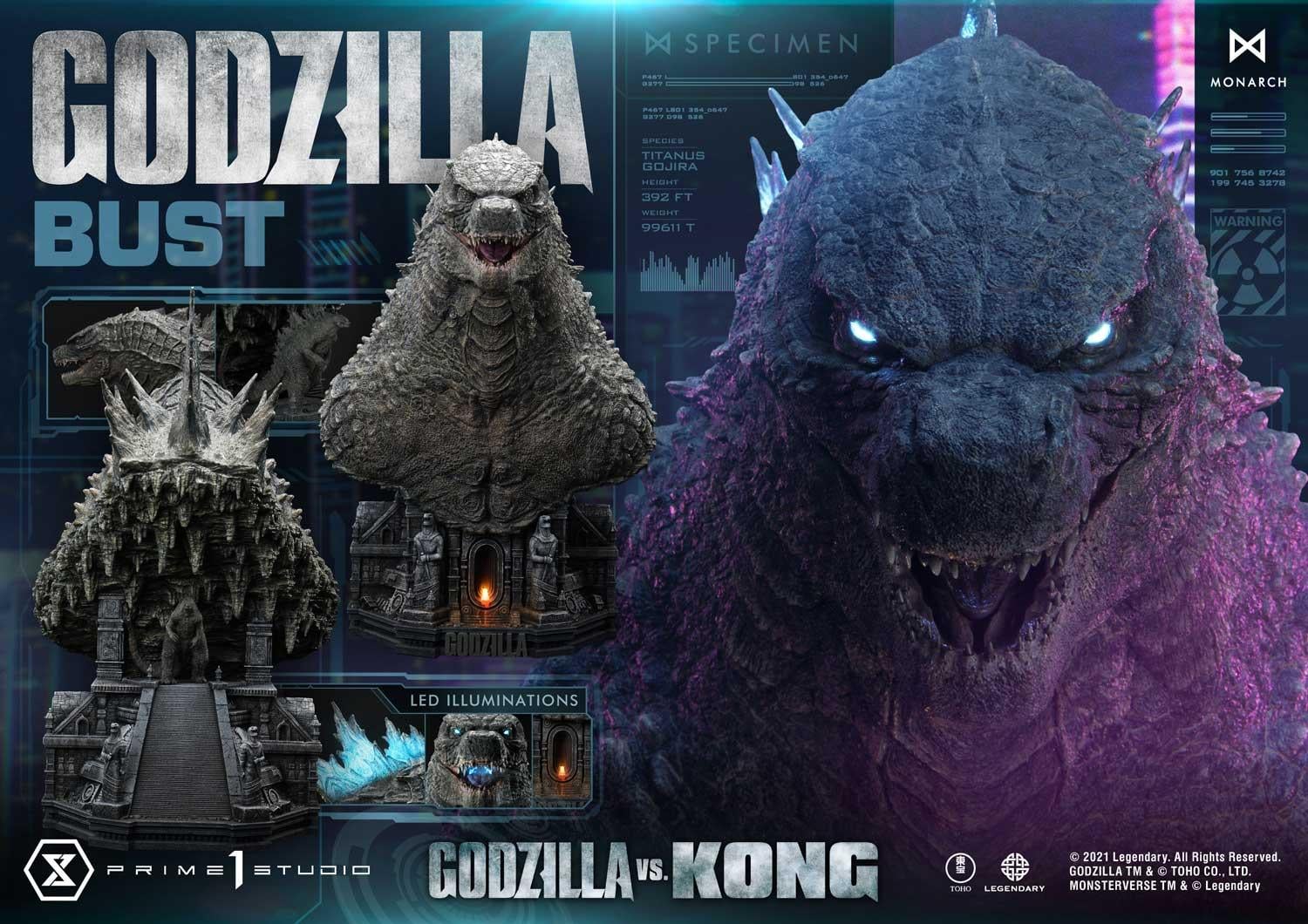 Life Size Godzilla vs Kong Godzilla Bust image 3
