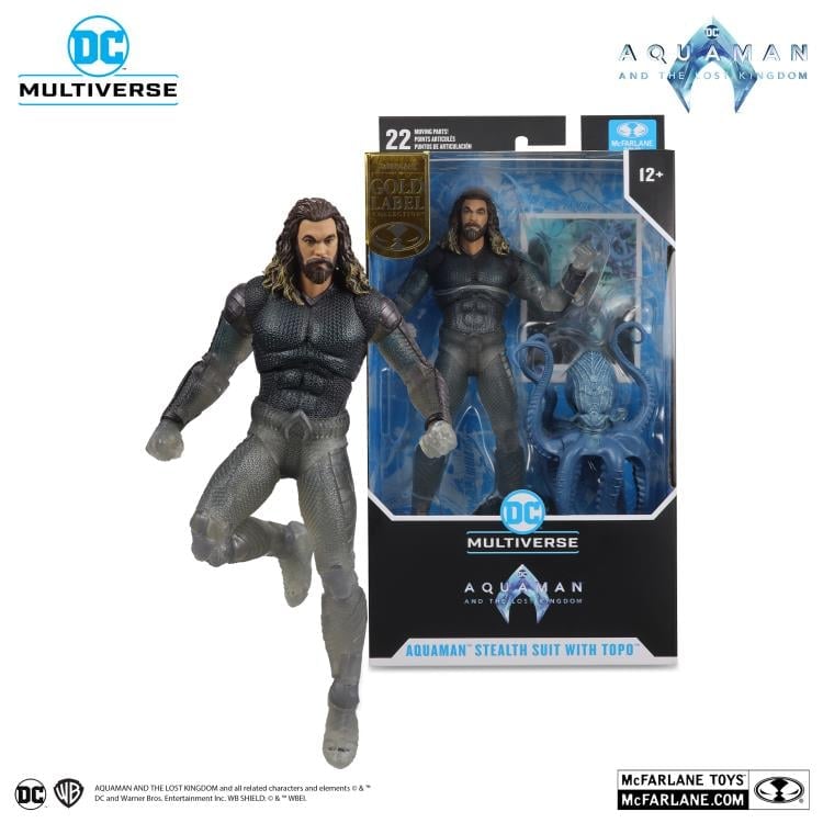 Aquaman and the Lost Kingdom DC Multiverse Gold Label Aquaman (Stealth Suit) with Topo Exclusive image 9