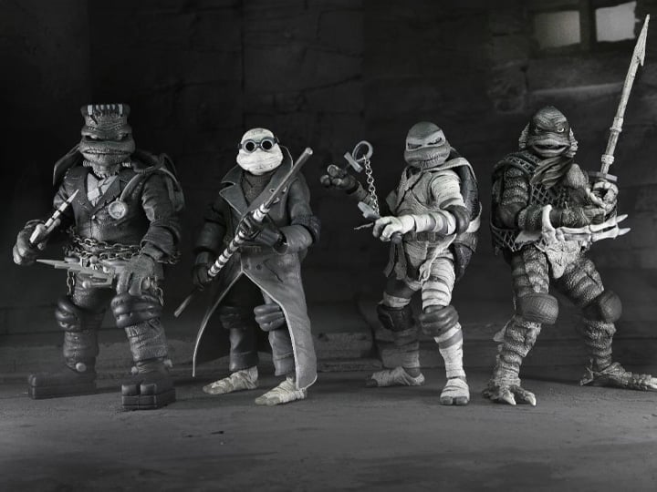 Universal Monsters x Teenage Mutant Ninja Turtles Turtles (Black & White) 4-Pack image 1