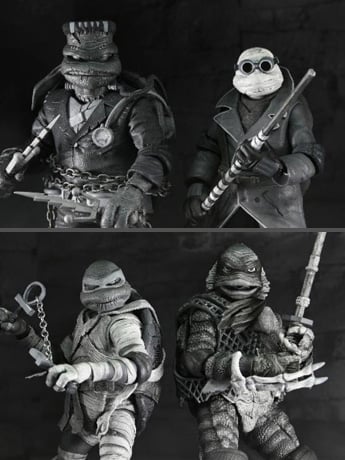 Universal Monsters x Teenage Mutant Ninja Turtles Turtles (Black & White) 4-Pack image 2