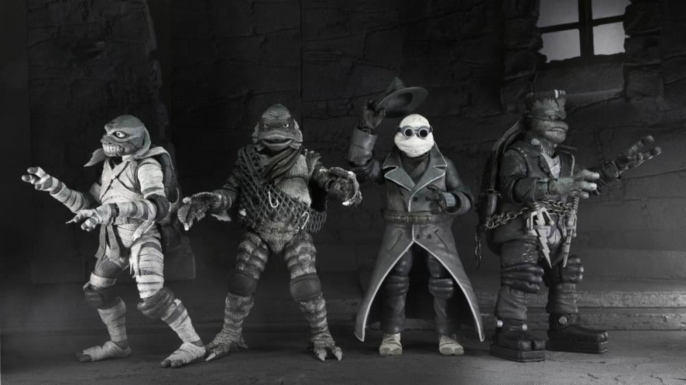 Universal Monsters x Teenage Mutant Ninja Turtles Turtles (Black & White) 4-Pack image 3