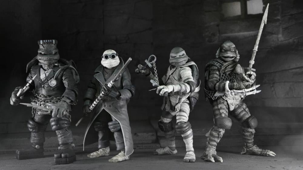 Universal Monsters x Teenage Mutant Ninja Turtles Turtles (Black & White) 4-Pack image 4