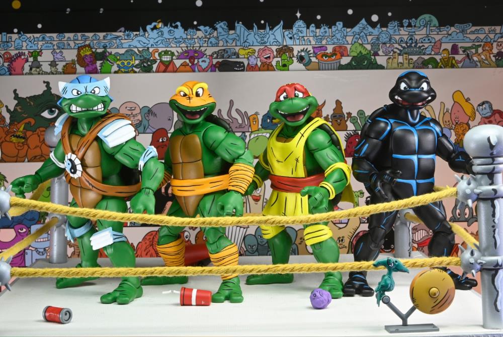 Teenage Mutant Ninja Turtles Adventures Stump Wrestling Turtles (Archie Comics) Four-Pack image 3