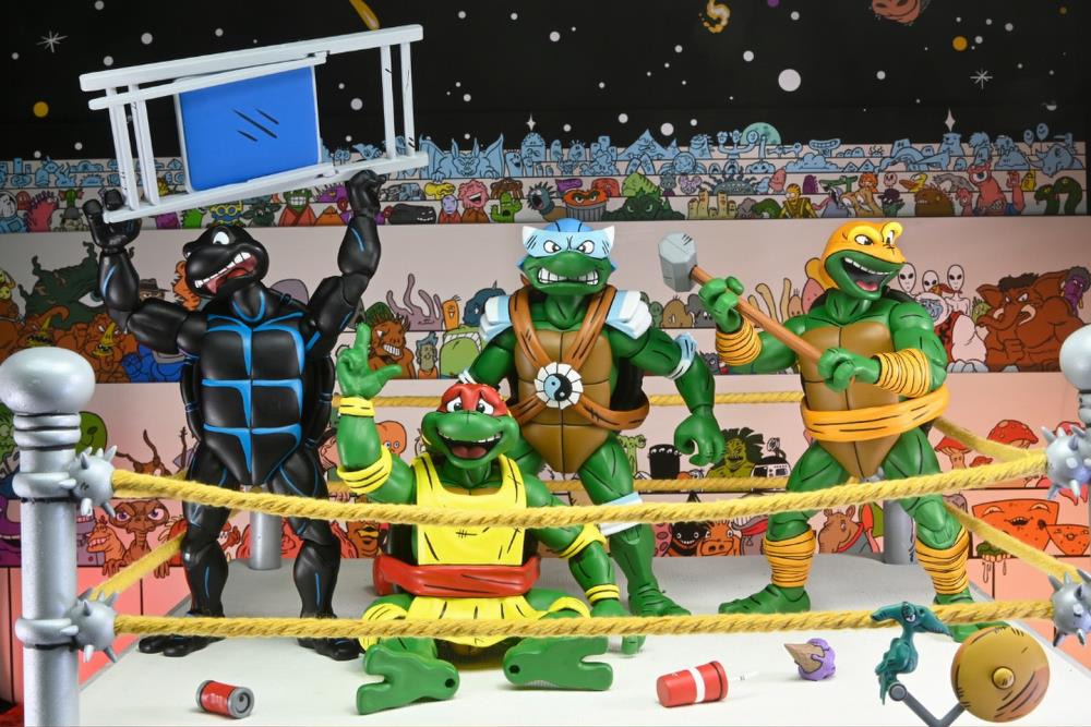 Teenage Mutant Ninja Turtles Adventures Stump Wrestling Turtles (Archie Comics) Four-Pack image 4
