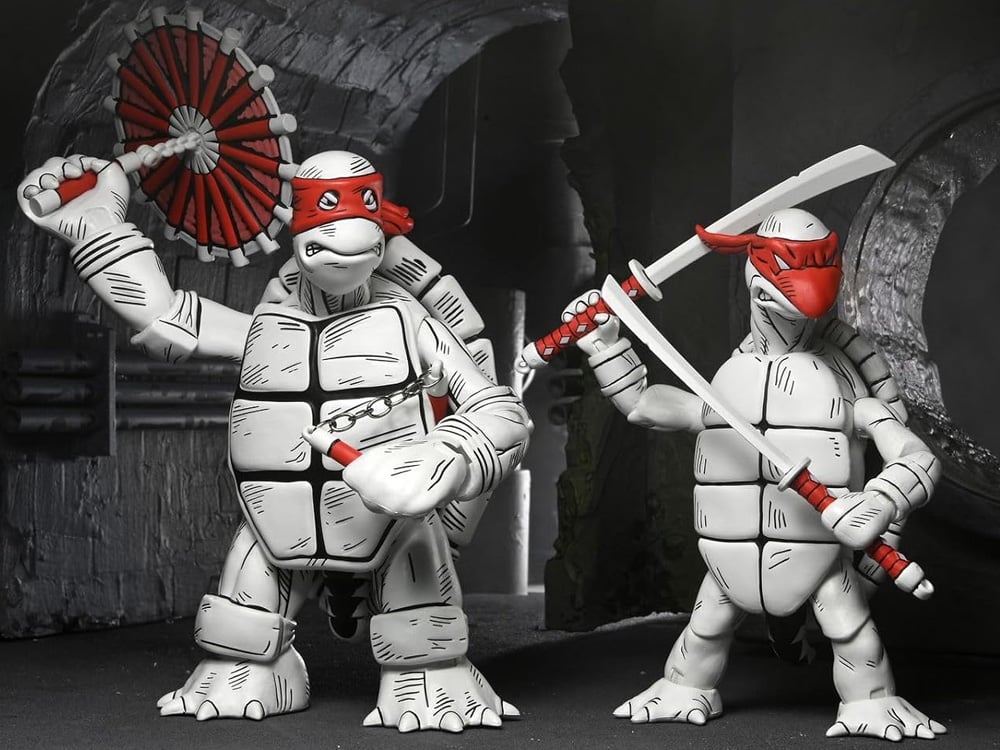 Teenage Mutant Ninja Turtles The First Sketch Turtles (Black & White) Two-Pack (Autographed and Cased) image 1