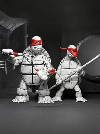 Teenage Mutant Ninja Turtles The First Sketch Turtles (Black & White) Two-Pack (Autographed and Cased) image 2