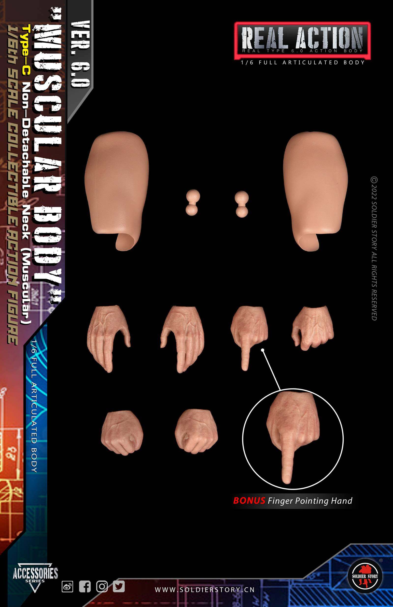 1/6th Scale "MUSCULAR BODY" Type-C Non-Detachable Neck (Muscular) image 3