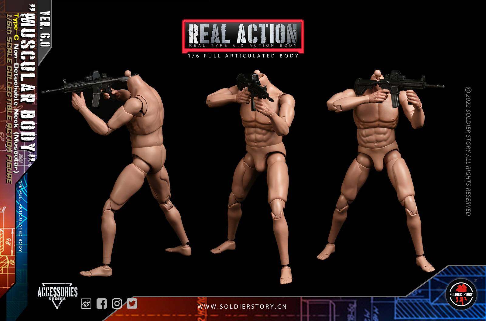 1/6th Scale "MUSCULAR BODY" Type-C Non-Detachable Neck (Muscular) image 6