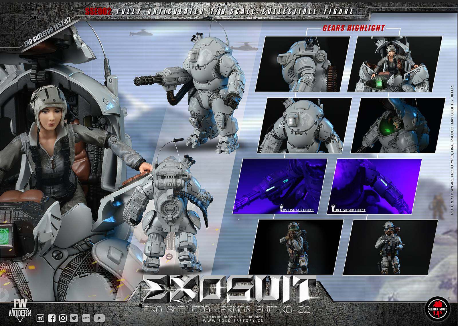 SSE002 1/18th Scale EXO-Skeleton Armor Suit XO-02 Collectible Action Figure image 1