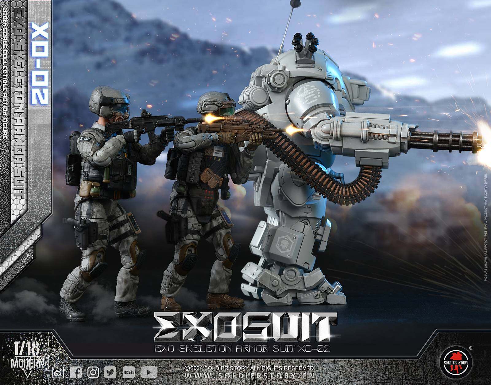 SSE002 1/18th Scale EXO-Skeleton Armor Suit XO-02 Collectible Action Figure image 2