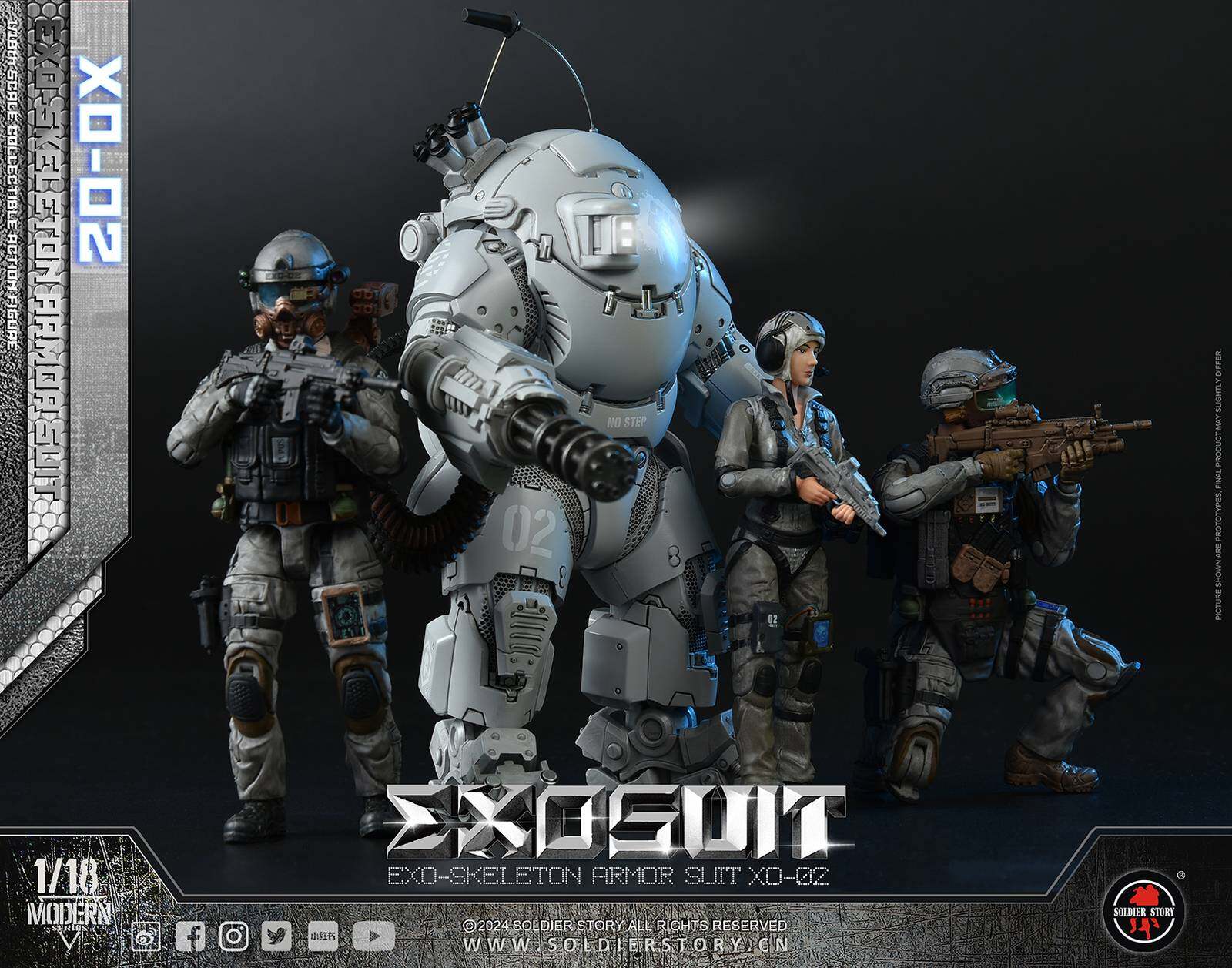 SSE002 1/18th Scale EXO-Skeleton Armor Suit XO-02 Collectible Action Figure image 4