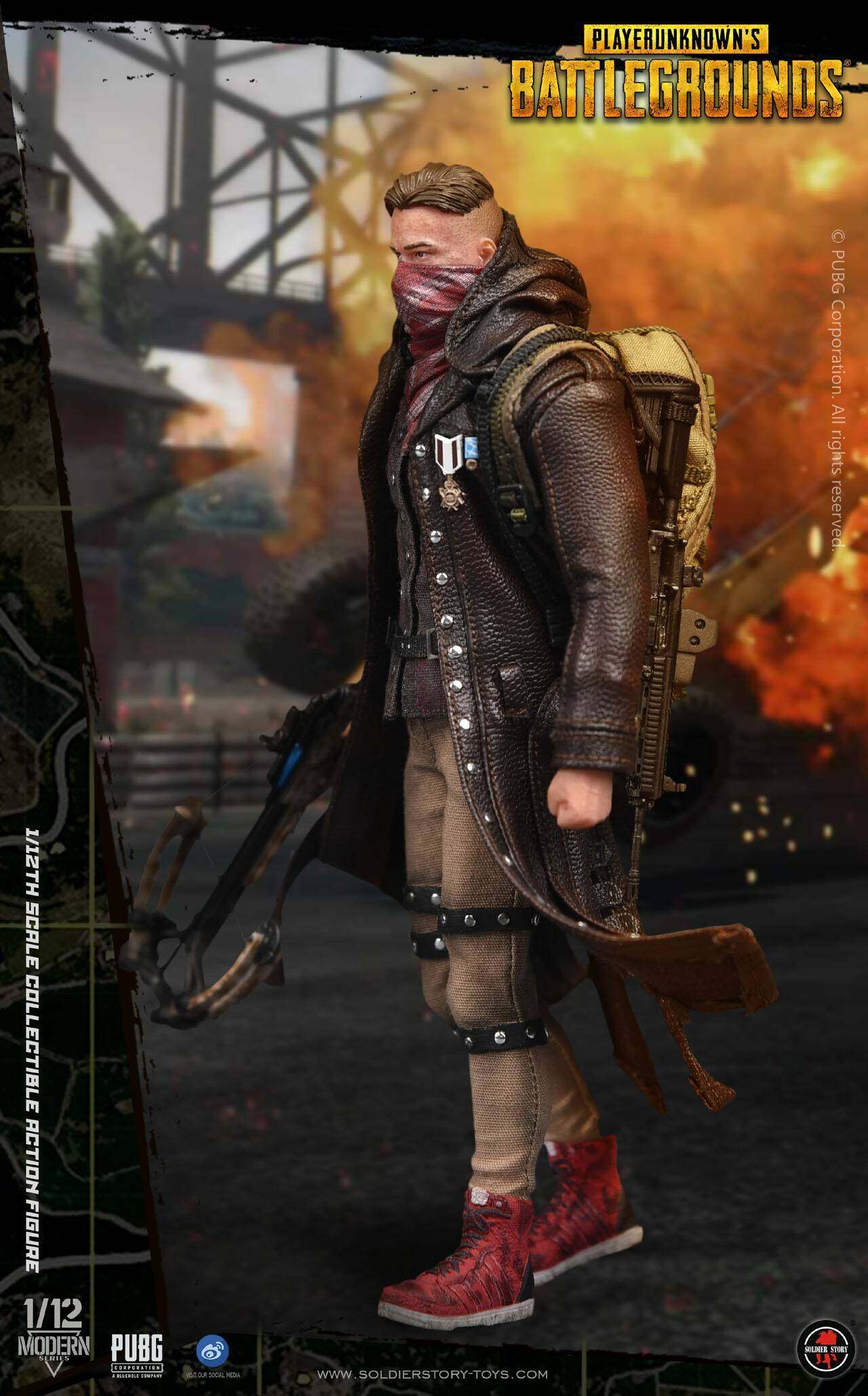 1/12th Scale PUBG Battlegrounds Trenchcoat Collectible Action Figure image 8